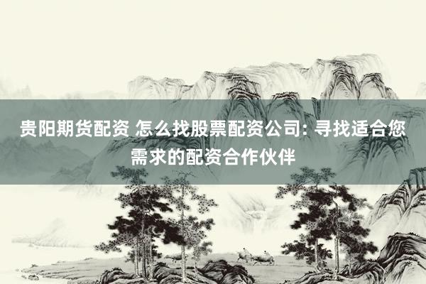 贵阳期货配资 怎么找股票配资公司: 寻找适合您需求的配资合作伙伴
